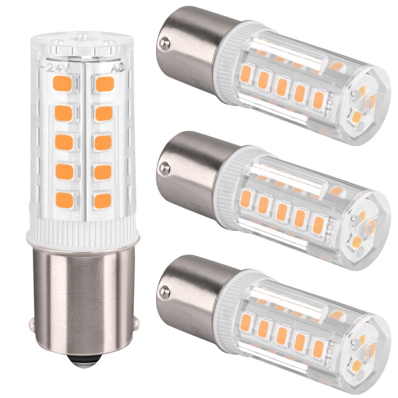 HRYSPN 4PCS BA15S LED bulb p21w 12V 24V, 1141 LED Bulb Bayonet Single Contact Base for RV Camper Trailer Boat Trunk Interior Lights, Warm White 3000K - Image 1